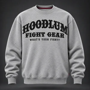 Identity Crewneck Sweatshirt — Ash / Burgundy — Front view (AI demo concept)