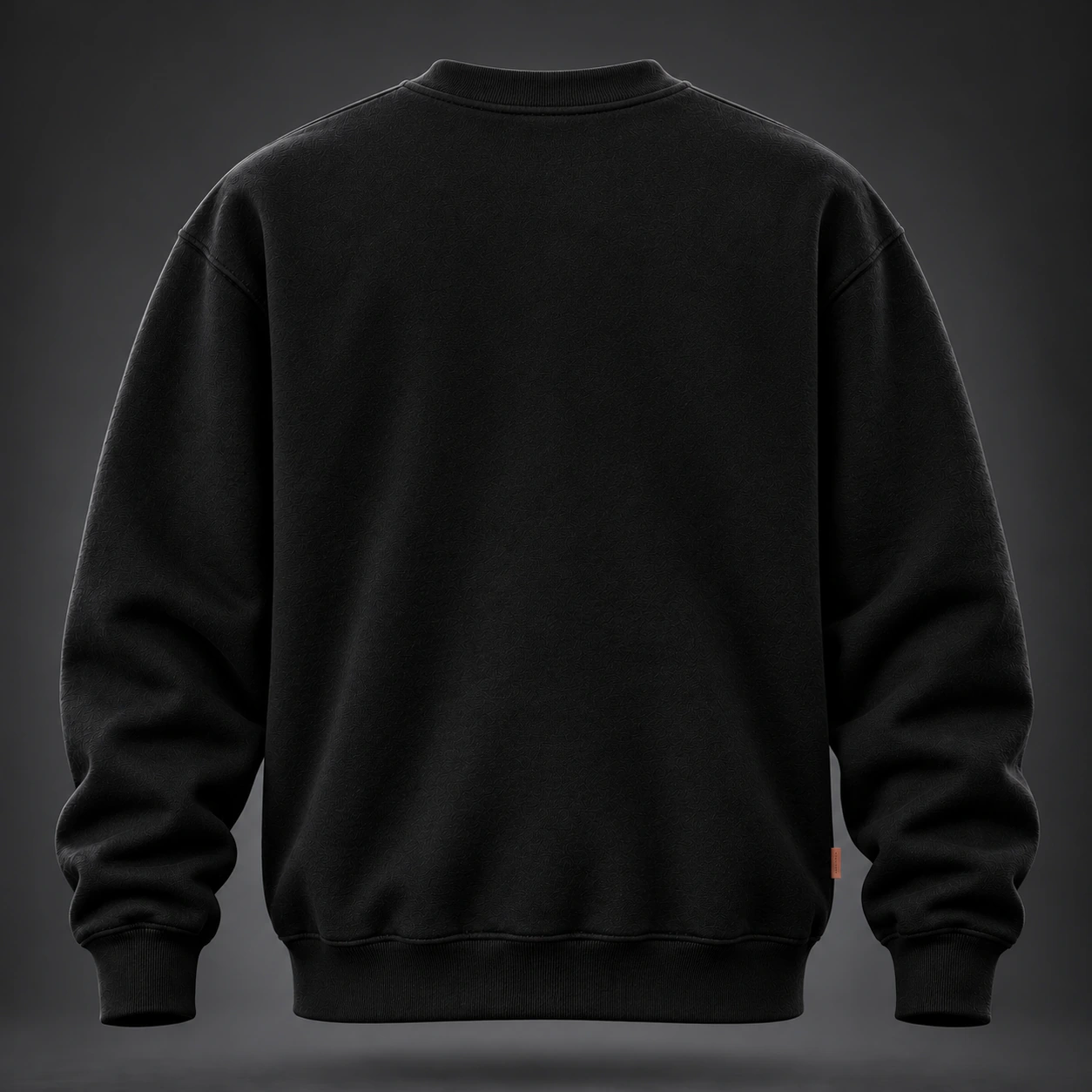 Identity Crewneck Sweatshirt — Black / Copper — Back view (AI demo concept)