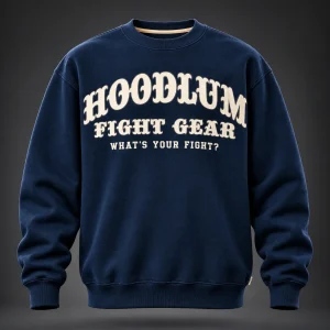 Identity Crewneck Sweatshirt — Marine / Bone — Front view (AI demo concept)