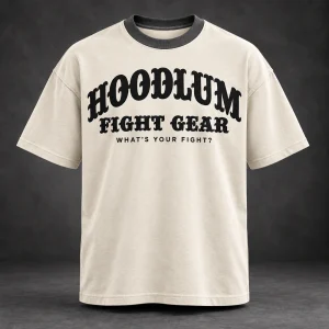Identity Heavyweight Tee — Bone / Graphite — Front view (AI demo concept)