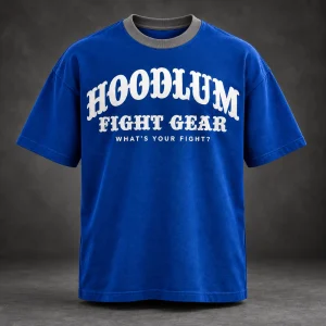 Identity Heavyweight Tee — Cobalt / Steel — Front view (AI demo concept)