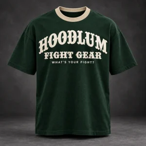 Identity Heavyweight Tee — Forest / Sand — Front view (AI demo concept)