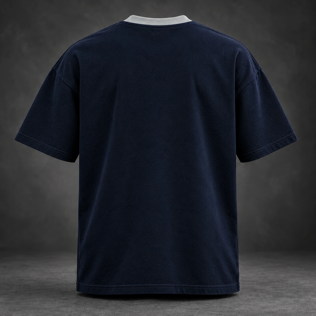 Identity Heavyweight Tee — Midnight / Ice — Back view (AI demo concept)