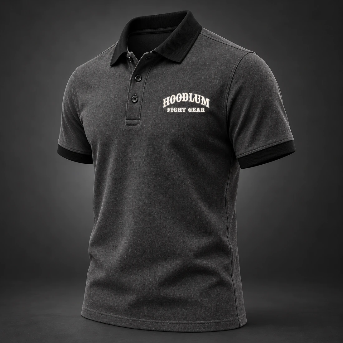 Identity Pique Polo — Three-quarter view (AI demo concept)