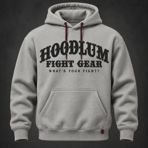 Identity Pullover Hoodie — Ash / Burgundy — Front view (AI demo concept)