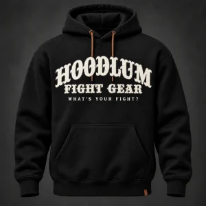 Identity Pullover Hoodie — Black / Copper — Front view (AI demo concept)