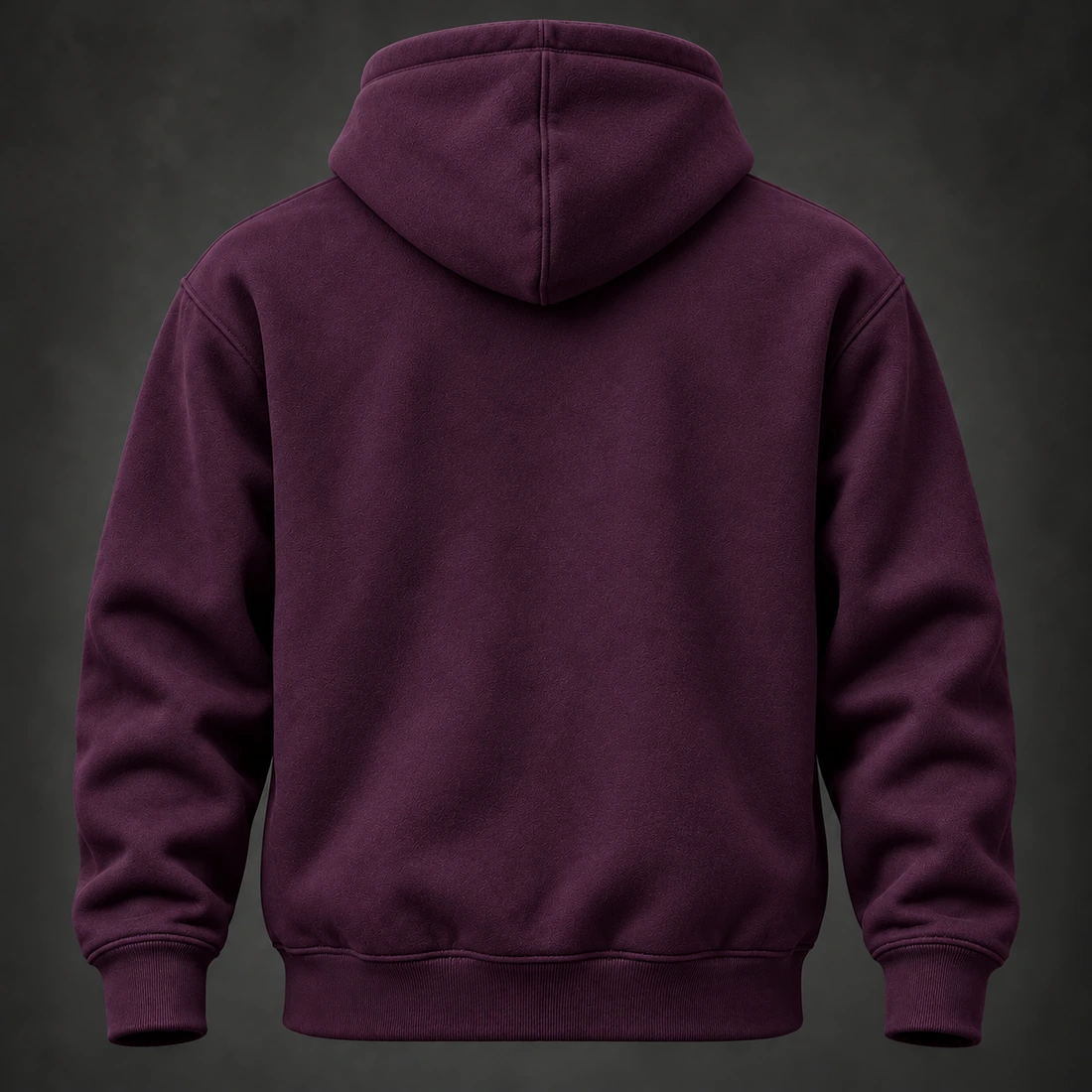 Identity Pullover Hoodie — Plum / Pewter — Back view (AI demo concept)
