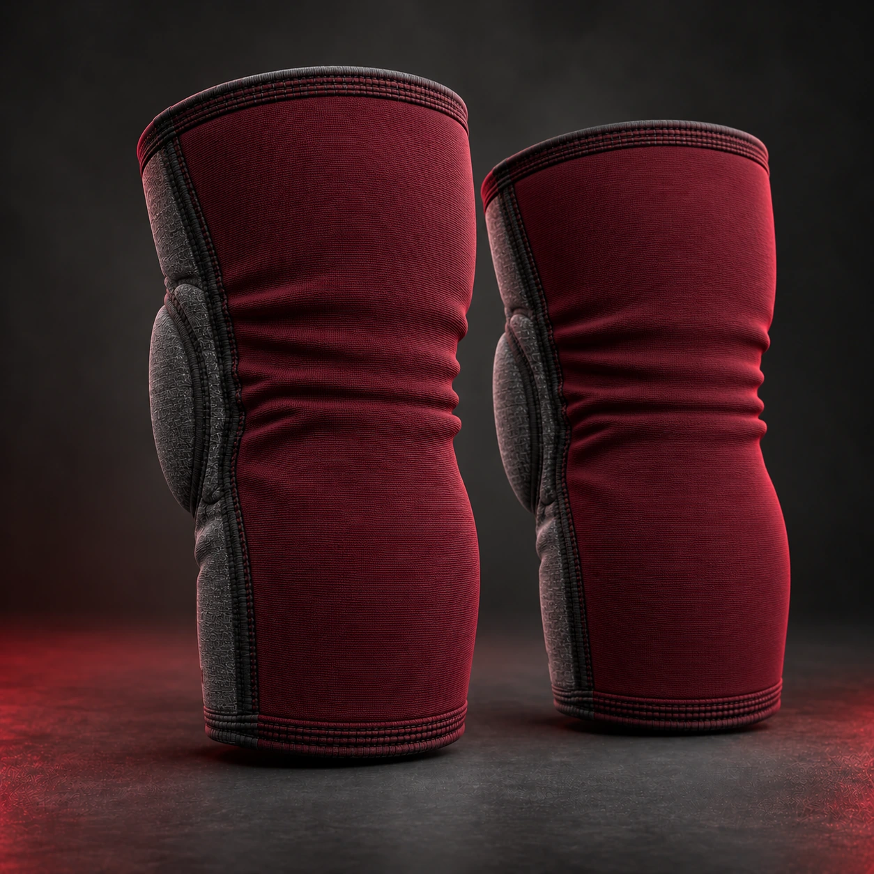 Knee Pads — Ash / Burgundy — Rear view (AI demo concept)