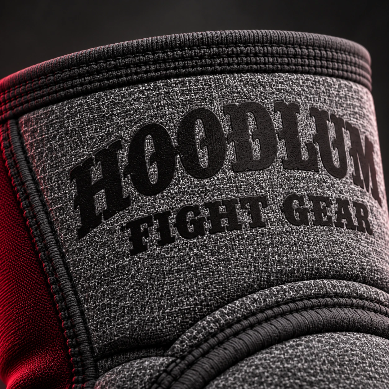 Knee Pads — Ash / Burgundy — Branding detail (AI demo concept)