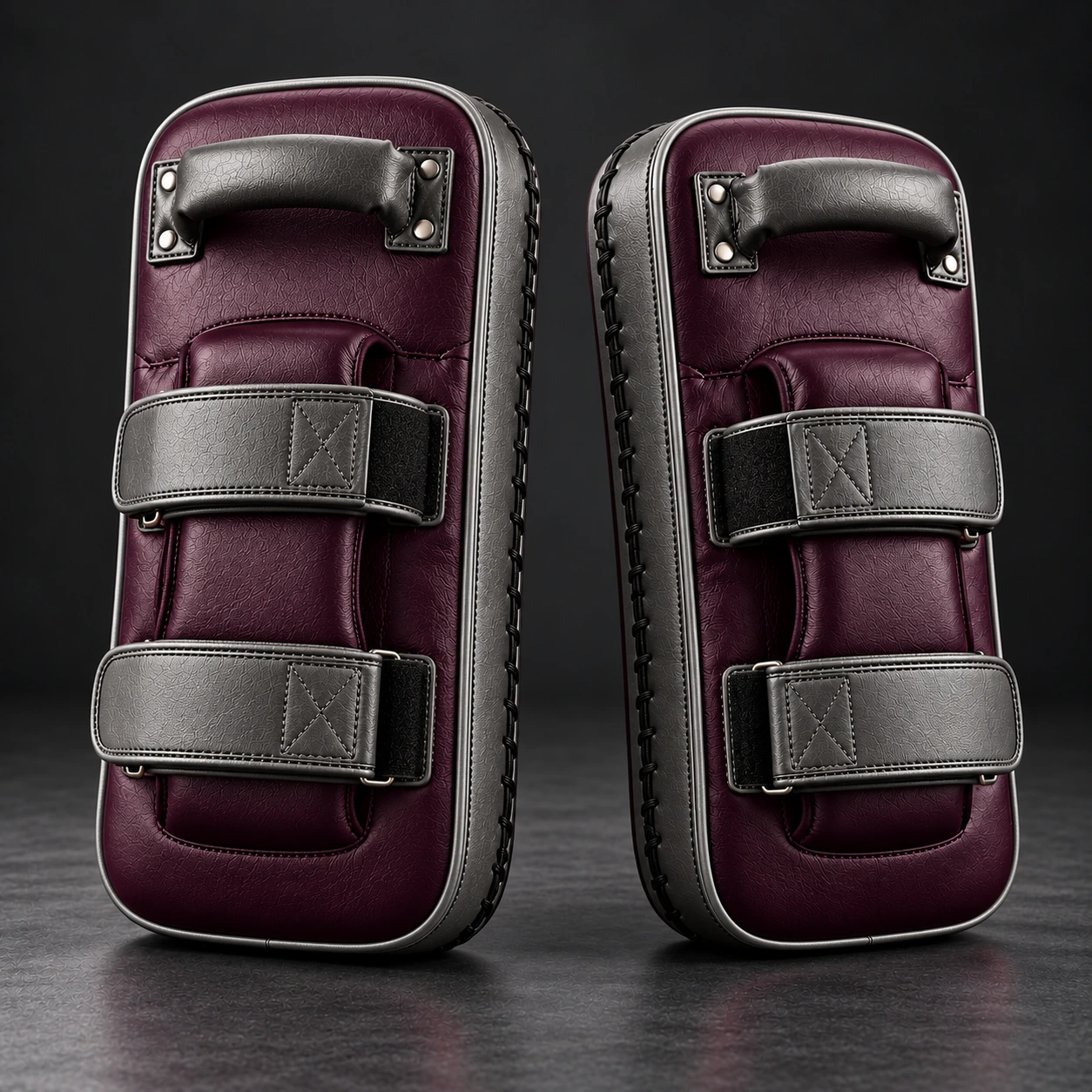 Long Thai Pads — Plum / Pewter — Rear view (AI demo concept)