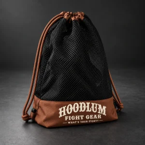 Mesh Gear Bag — Black / Copper — Three-quarter view (AI demo concept)