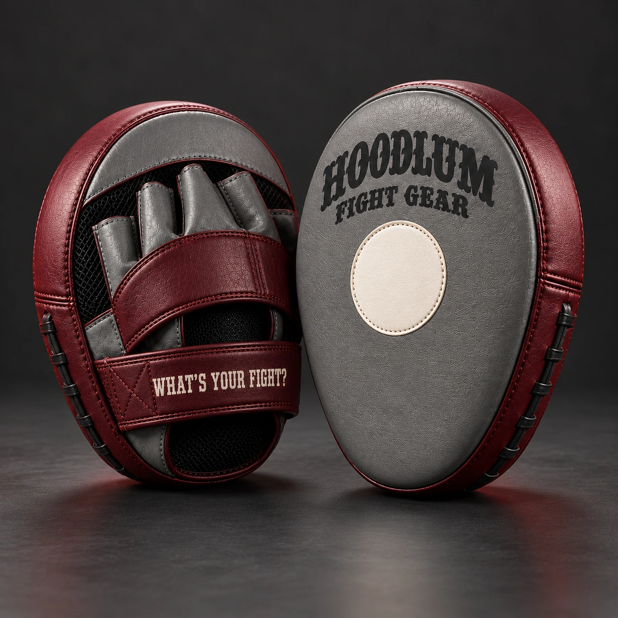 Micro Focus Mitts — Ash / Burgundy — Opposite-side view (AI demo concept)