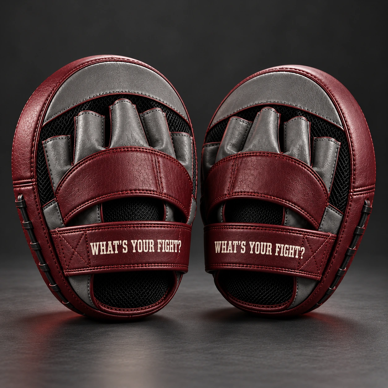 Micro Focus Mitts — Ash / Burgundy — Rear view (AI demo concept)