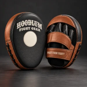 Micro Focus Mitts — Black / Copper — Three-quarter view (AI demo concept)