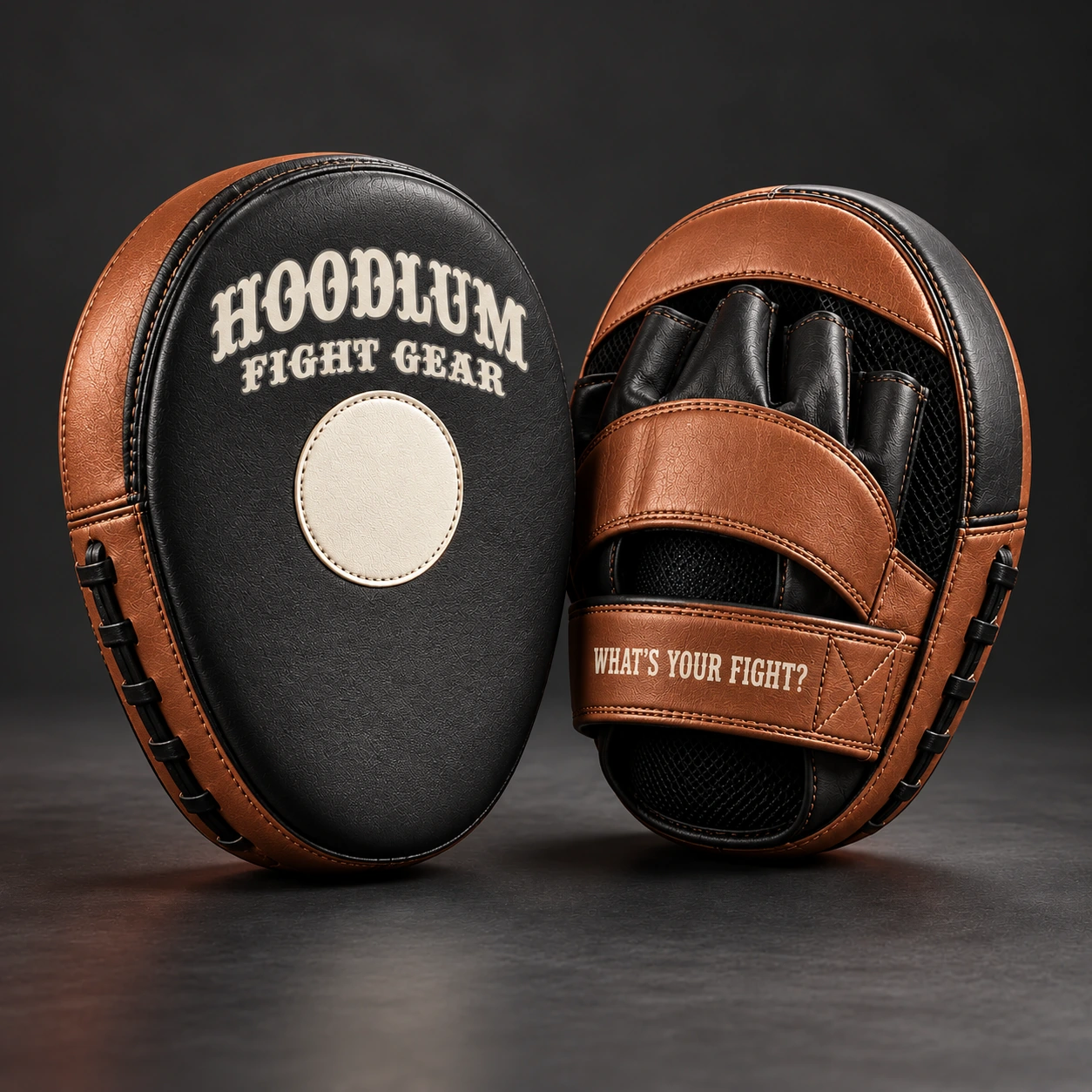 Micro Focus Mitts — Black / Copper — Three-quarter view (AI demo concept)