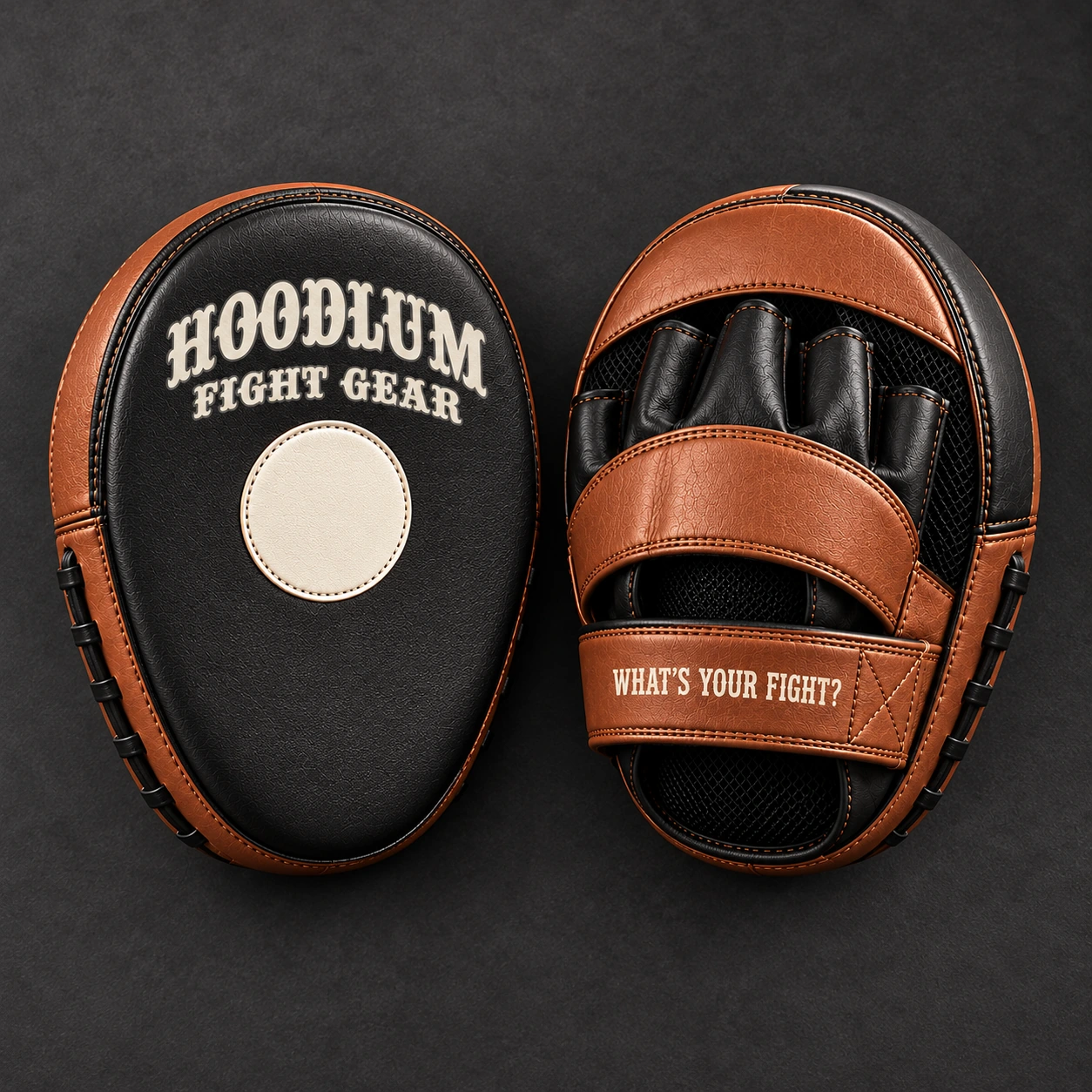 Micro Focus Mitts — Black / Copper — Top view (AI demo concept)