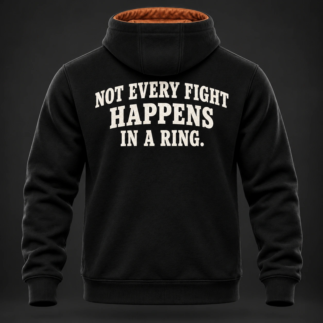 Movement Quarter-Zip Hoodie — Black / Copper — Back view (AI demo concept)