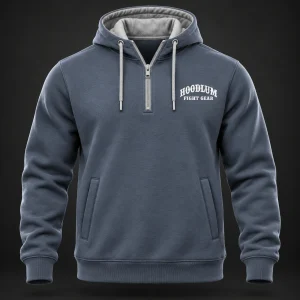 Movement Quarter-Zip Hoodie — Slate / Glacier — Front view (AI demo concept)