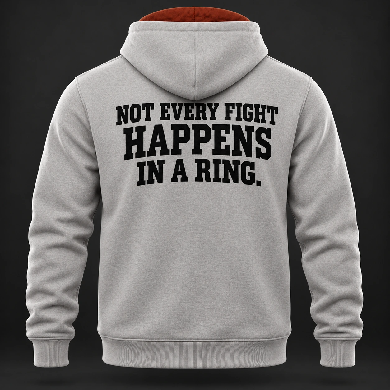 Movement Quarter-Zip Hoodie — Stone / Rust — Back view (AI demo concept)