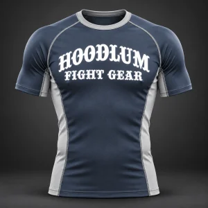 Onyx Fight Rash Guard — Slate / Glacier — Front view (AI demo concept)