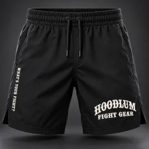 Onyx Fight Shorts — Front view (AI demo concept)