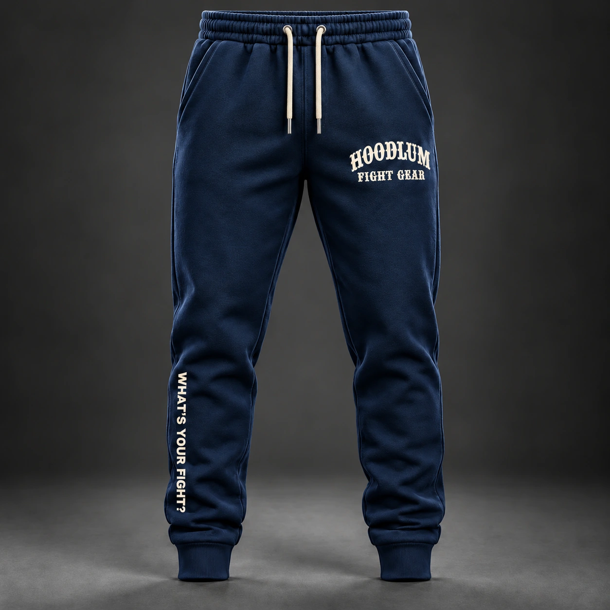 Onyx Identity Joggers — Marine / Bone — Front view (AI demo concept)