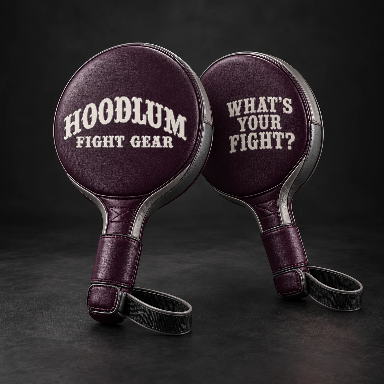 Punch Paddles — Plum / Pewter — Three-quarter view (AI demo concept)