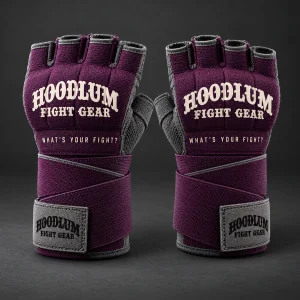 Quick Inner Gloves — Plum / Pewter — Three-quarter view (AI demo concept)