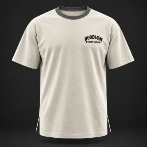 Quiet Rounds Longline Tee — Bone / Graphite — Front view (AI demo concept)