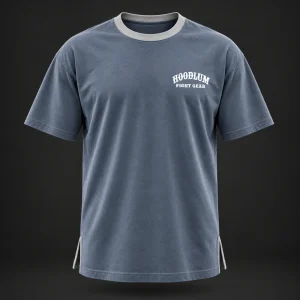 Quiet Rounds Longline Tee — Slate / Glacier — Front view (AI demo concept)