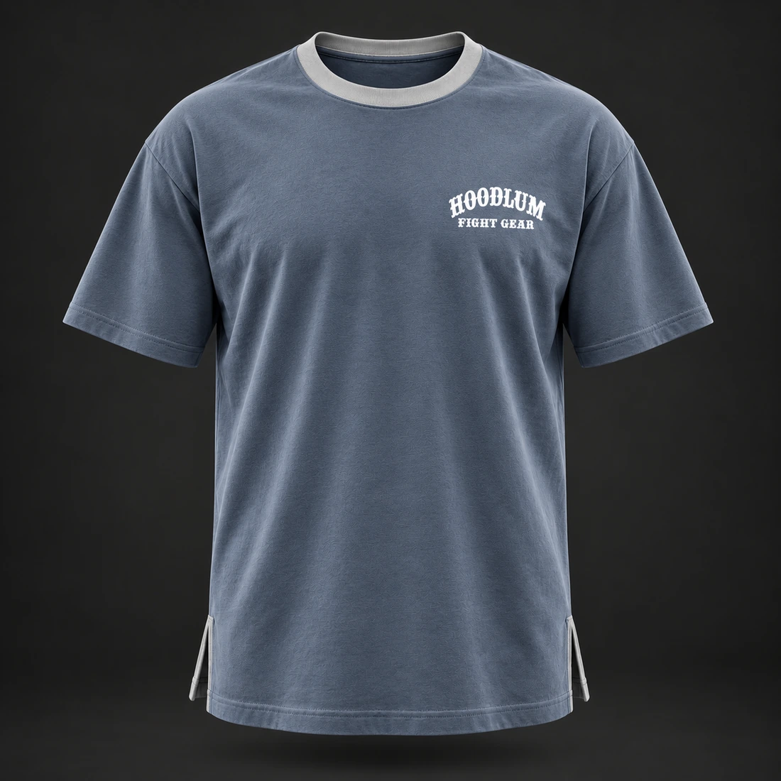 Quiet Rounds Longline Tee — Slate / Glacier — Front view (AI demo concept)