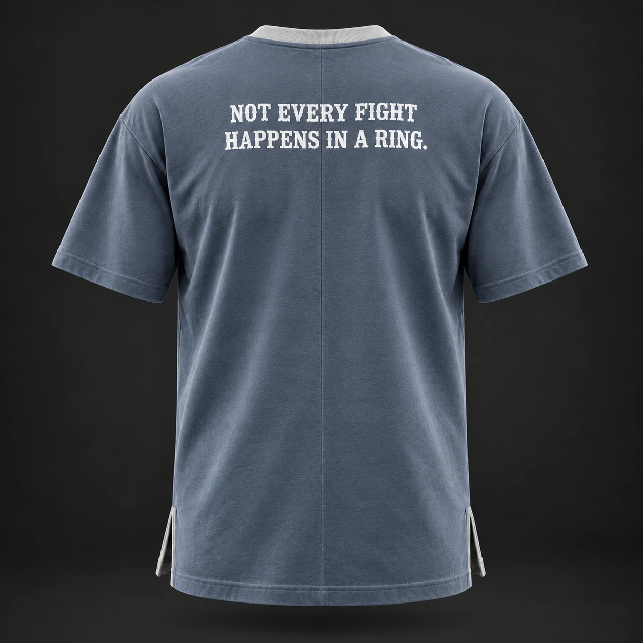 Quiet Rounds Longline Tee — Slate / Glacier — Back view (AI demo concept)