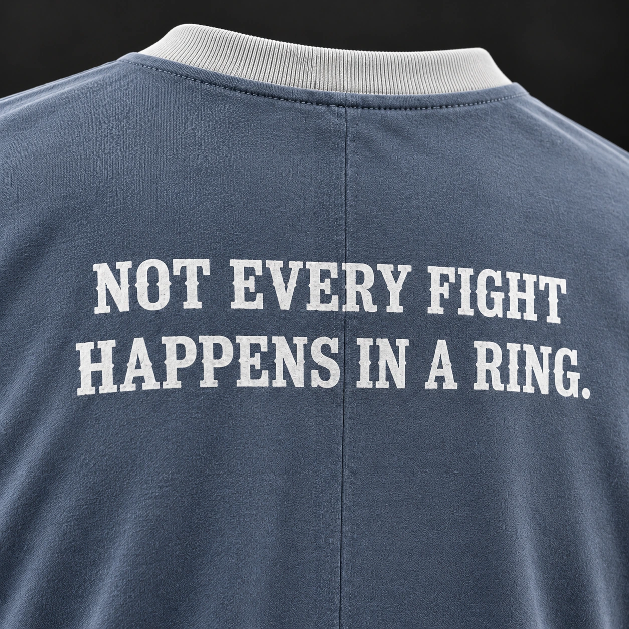 Quiet Rounds Longline Tee — Slate / Glacier — Branding detail (AI demo concept)