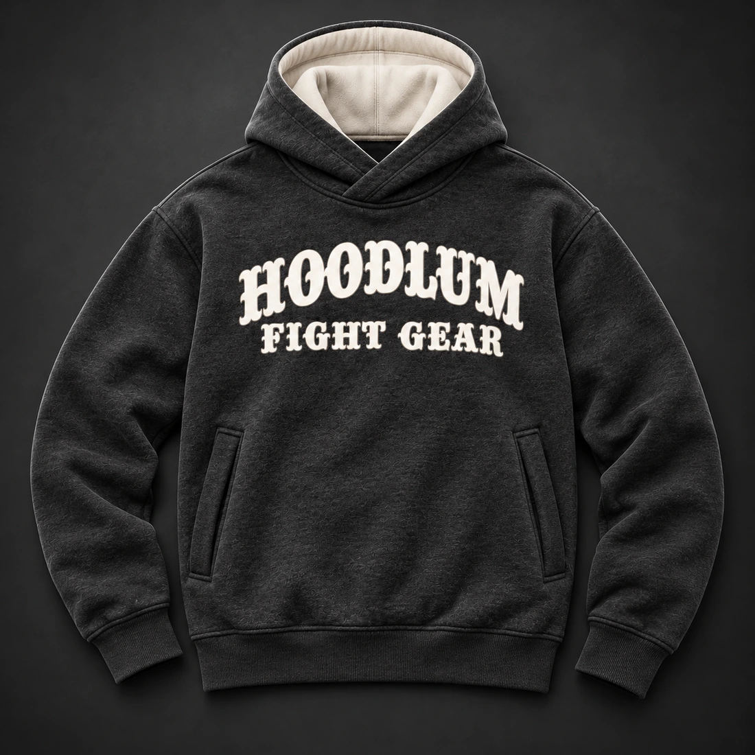 Quiet Strength Funnel Hoodie — Flat-lay view (AI demo concept)