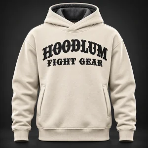 Quiet Strength Funnel Hoodie — Bone / Graphite — Front view (AI demo concept)