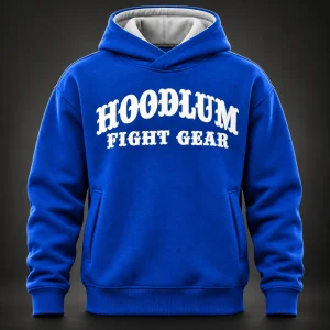 Quiet Strength Funnel Hoodie — Cobalt / Steel — Front view (AI demo concept)