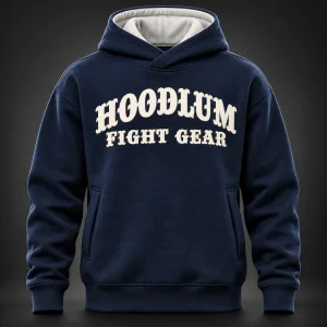 Quiet Strength Funnel Hoodie — Midnight / Ice — Front view (AI demo concept)