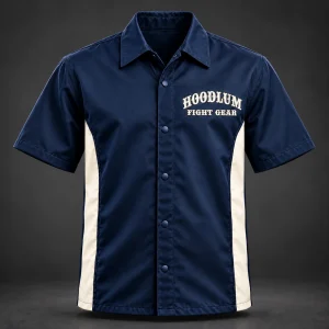 Ring Legacy Coach Shirt — Marine / Bone — Front view (AI demo concept)