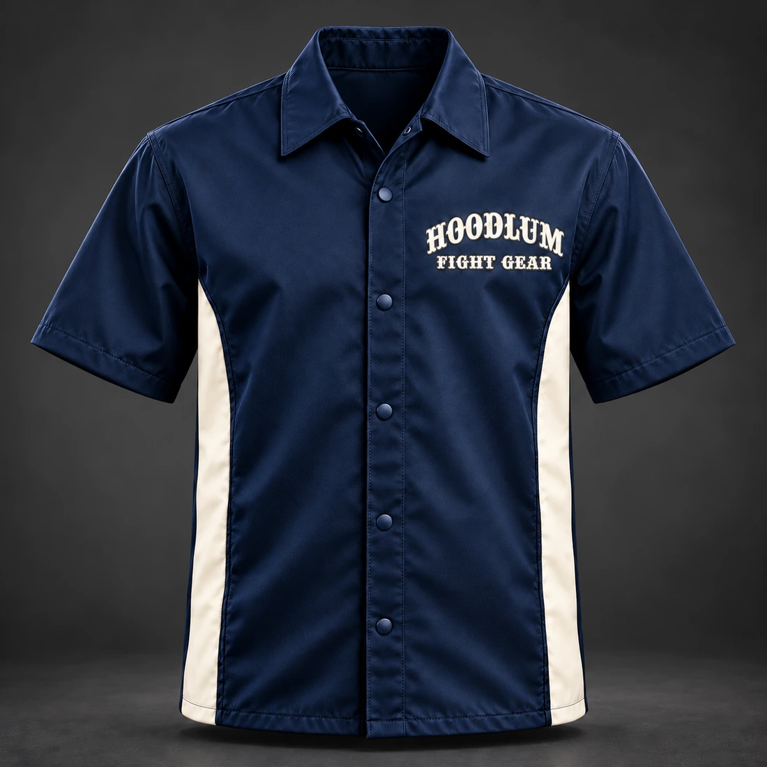 Ring Legacy Coach Shirt — Marine / Bone — Front view (AI demo concept)