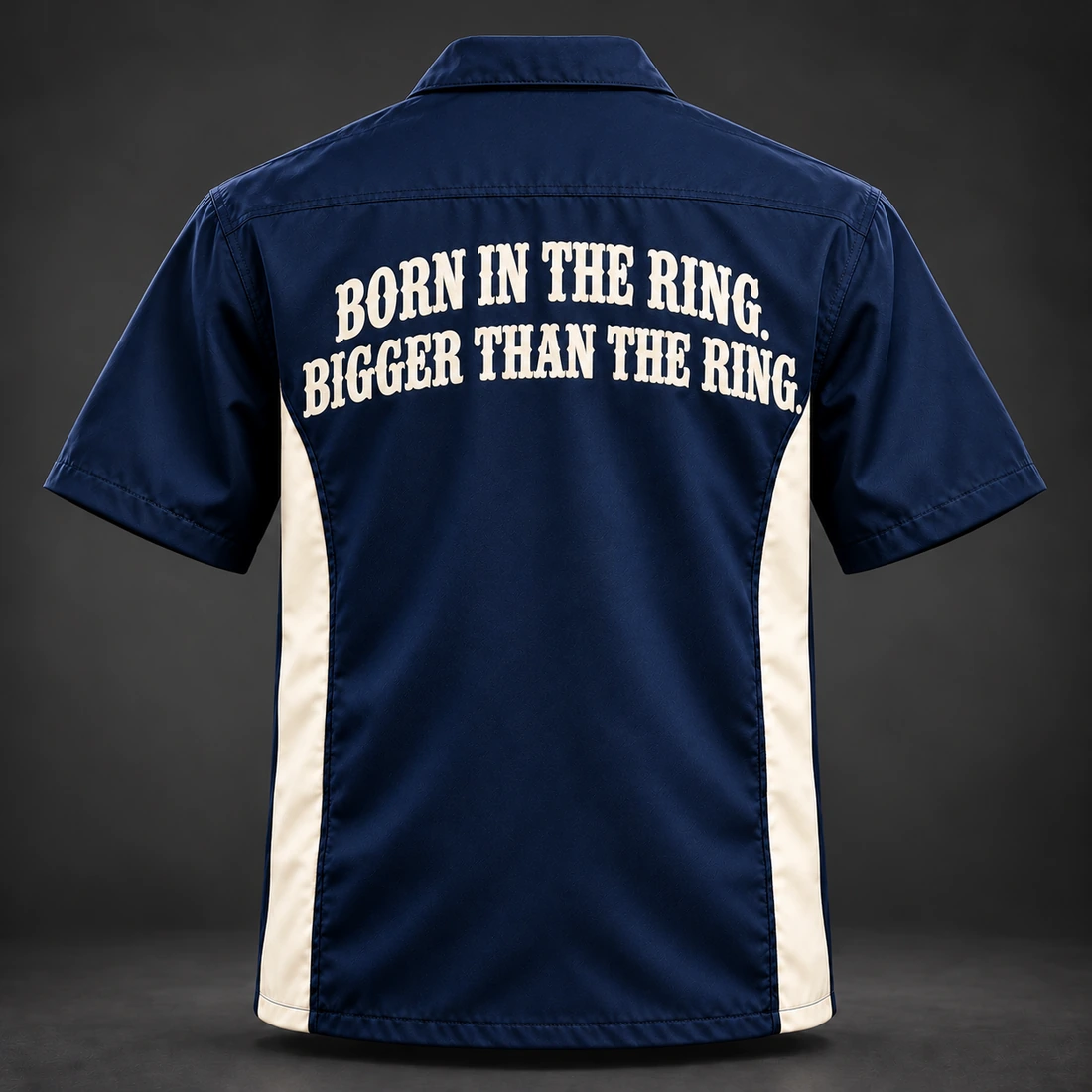 Ring Legacy Coach Shirt — Marine / Bone — Back view (AI demo concept)