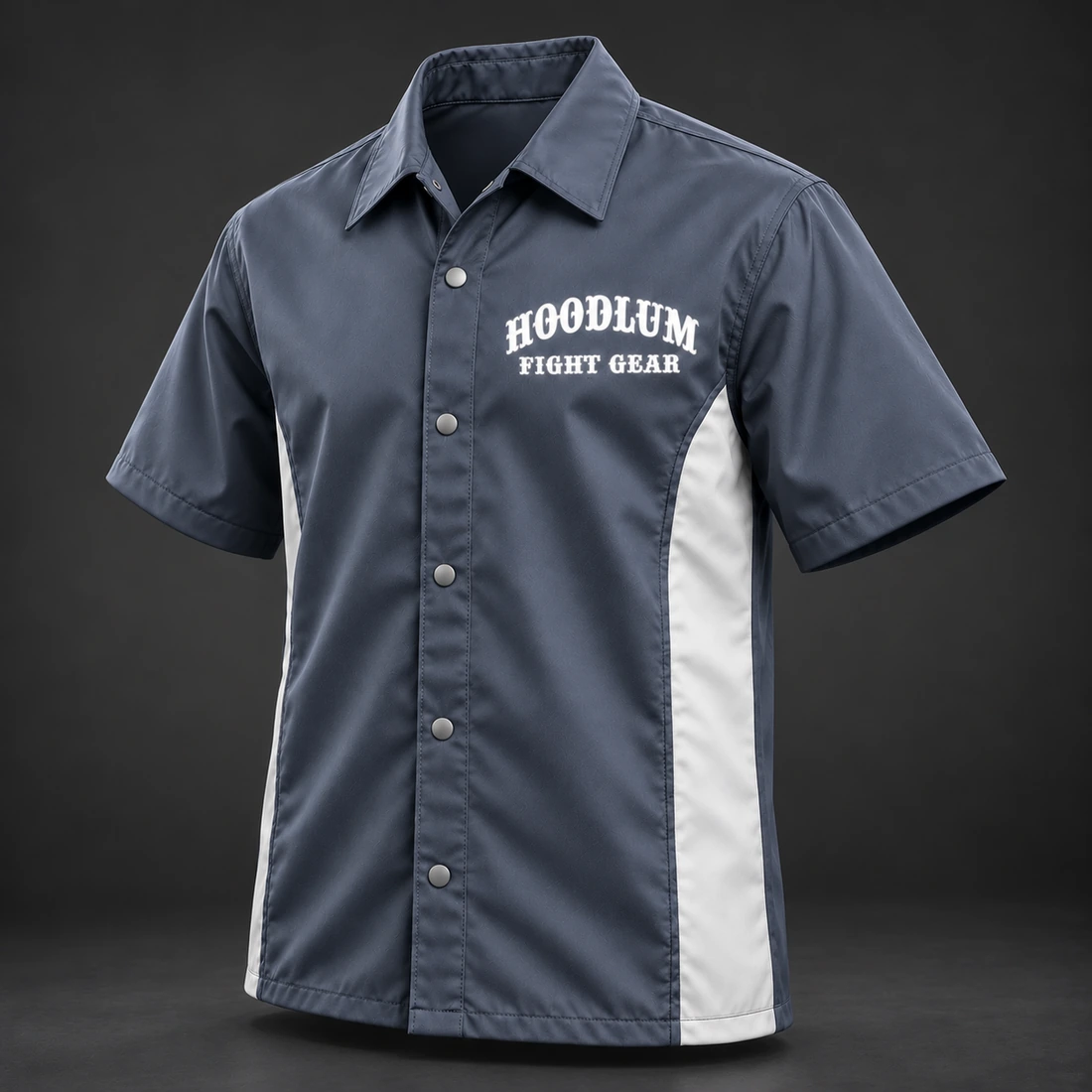 Ring Legacy Coach Shirt — Slate / Glacier — Three-quarter view (AI demo concept)