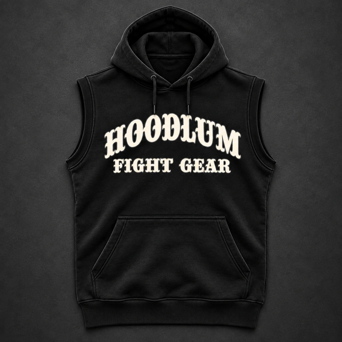 Ring Legacy Sleeveless Hoodie — Flat-lay view (AI demo concept)