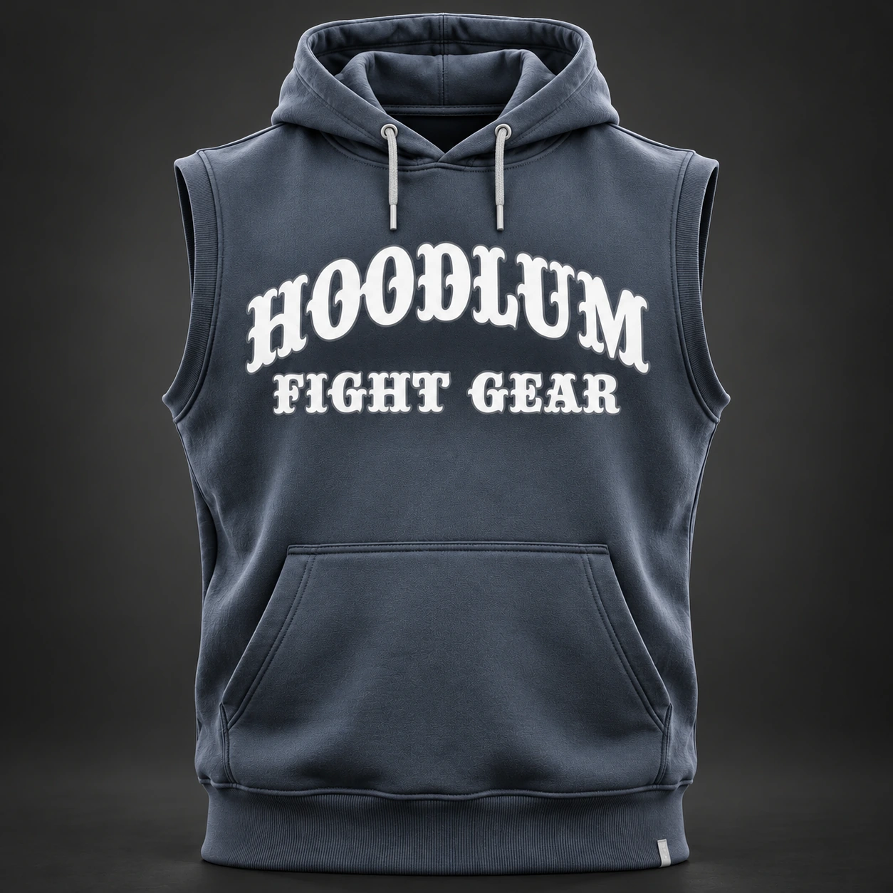 Ring Legacy Sleeveless Hoodie — Slate / Glacier — Front view (AI demo concept)