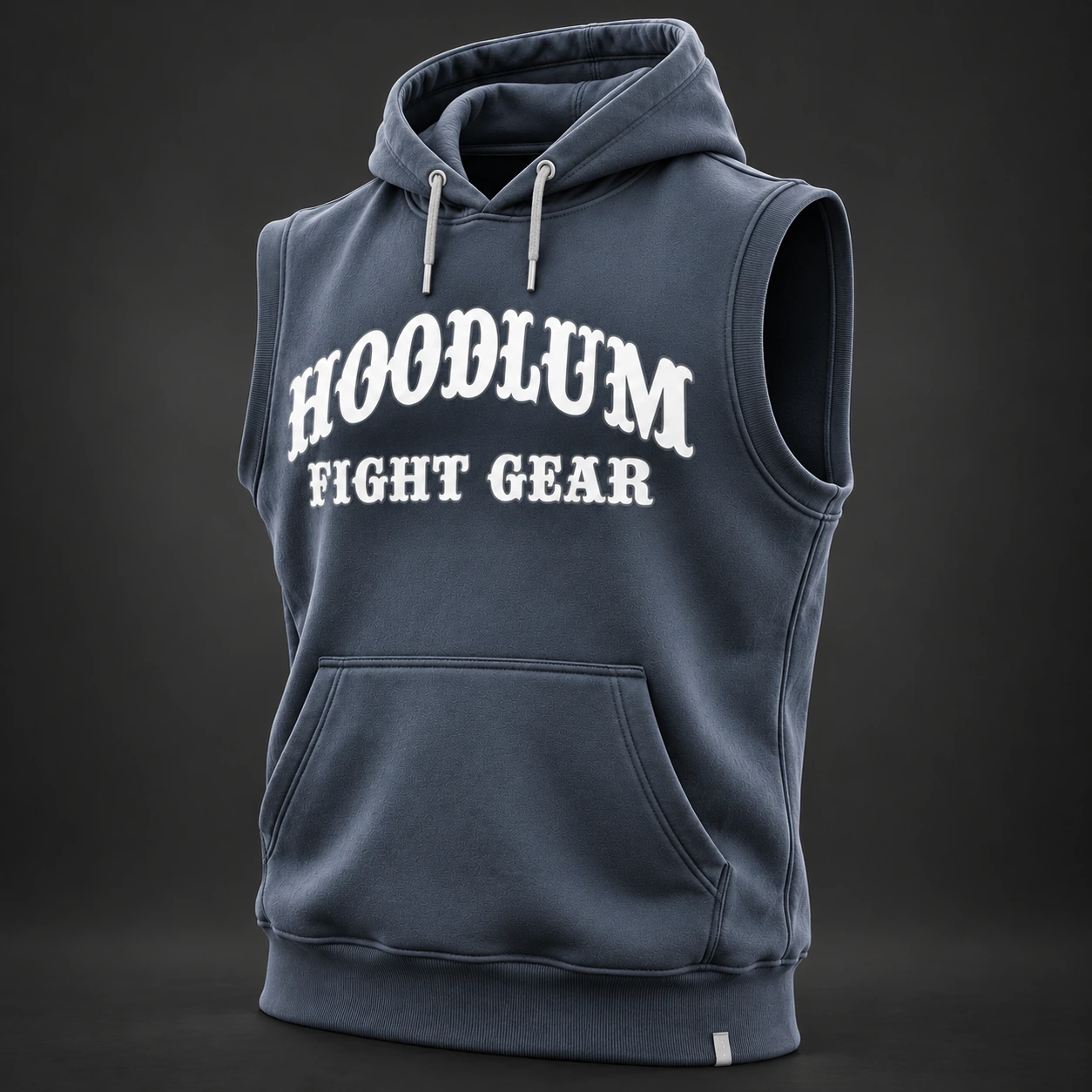 Ring Legacy Sleeveless Hoodie — Slate / Glacier — Three-quarter view (AI demo concept)