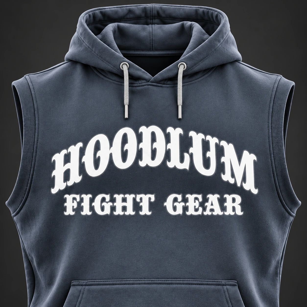 Ring Legacy Sleeveless Hoodie — Slate / Glacier — Branding detail (AI demo concept)