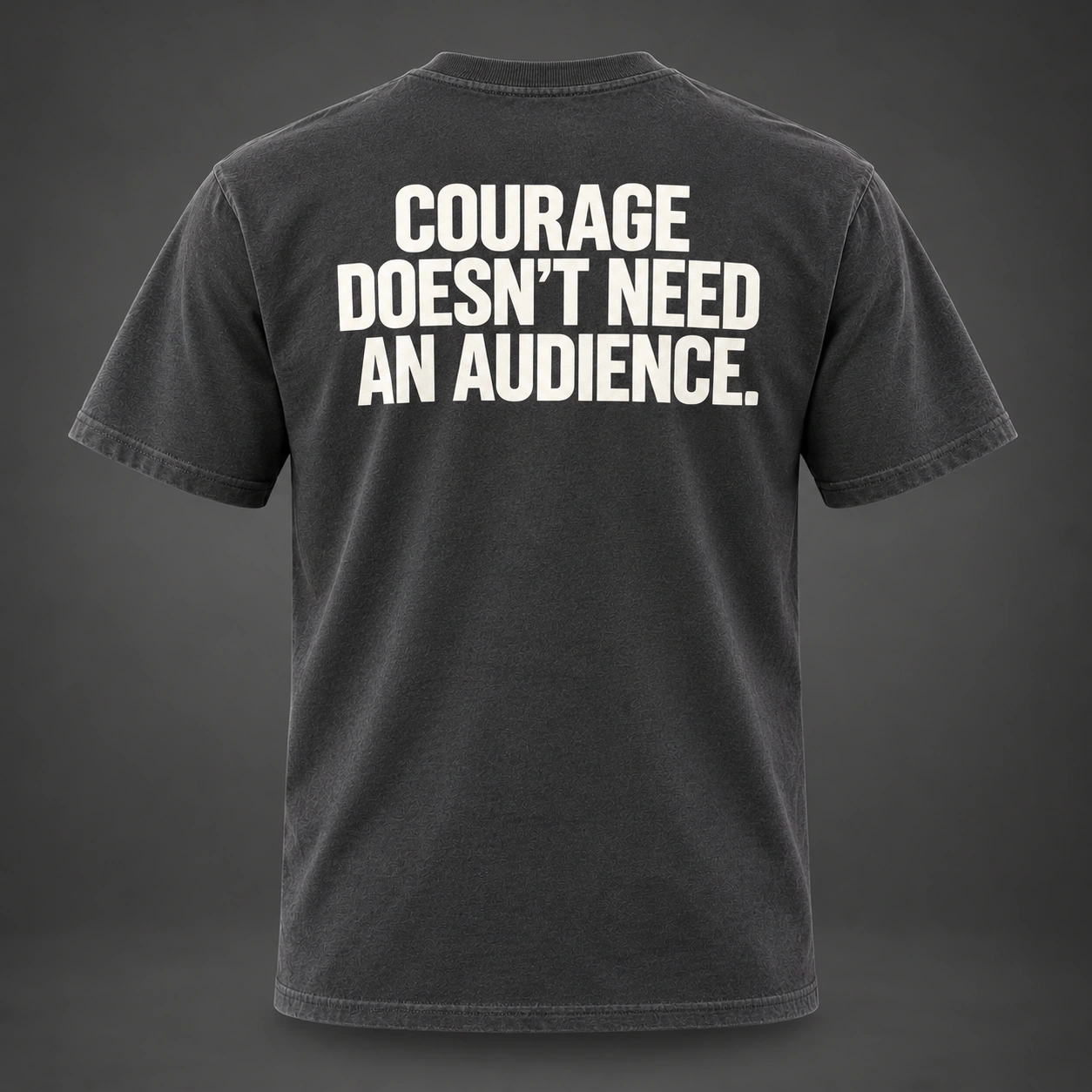 Silent Courage Tee — Back view (AI demo concept)