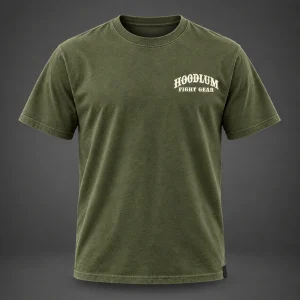 Silent Courage Tee — Olive / Carbon — Front view (AI demo concept)