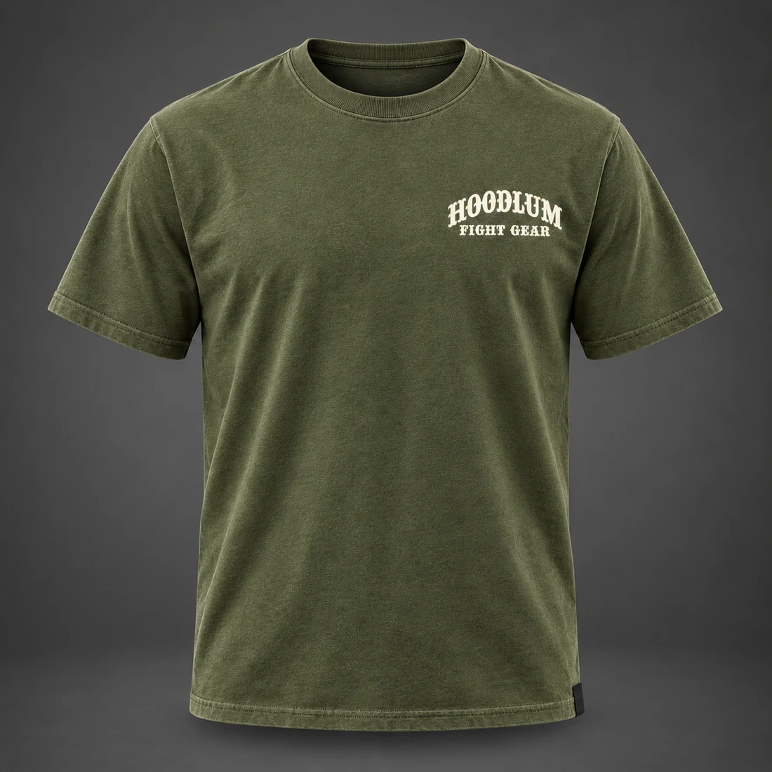 Silent Courage Tee — Olive / Carbon — Front view (AI demo concept)