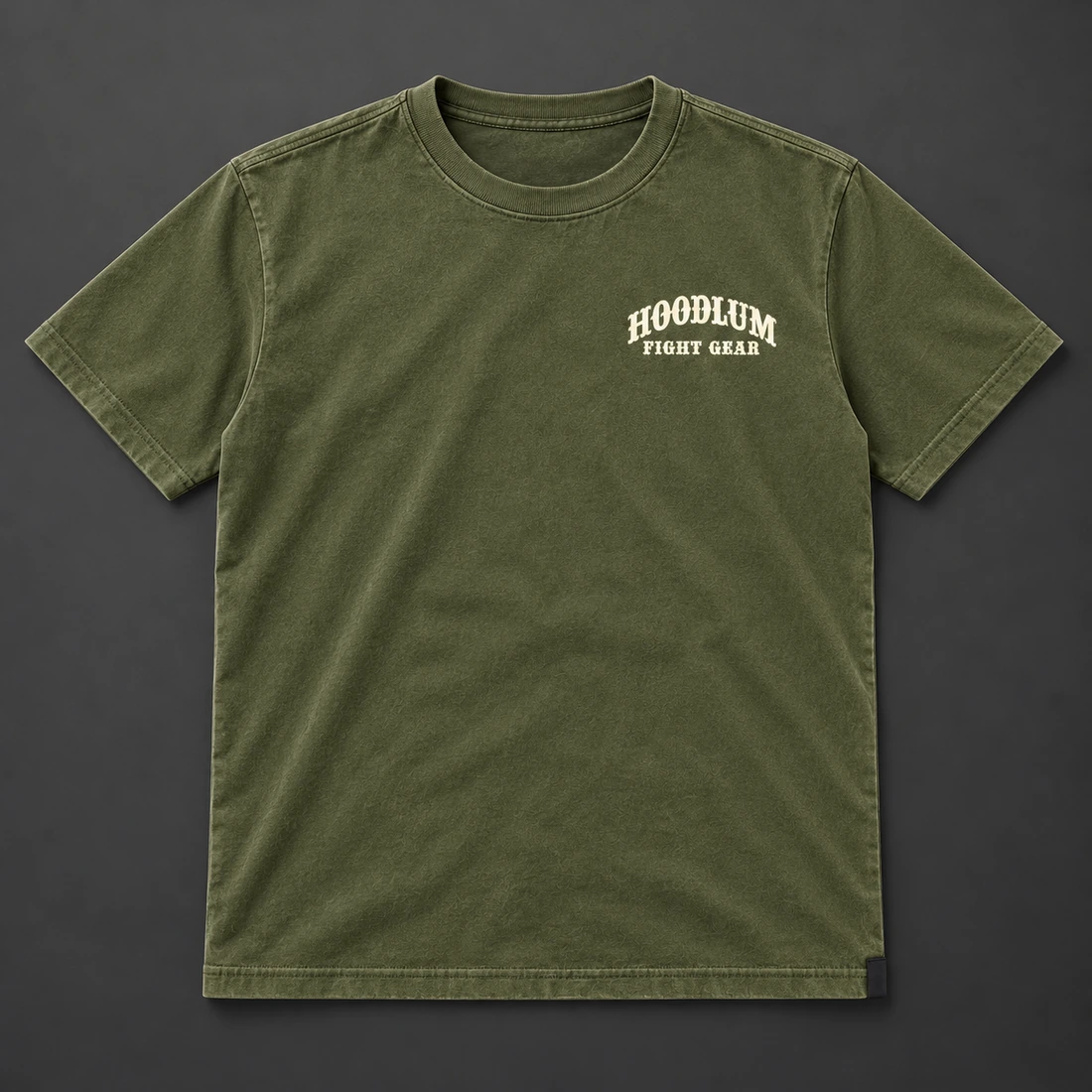 Silent Courage Tee — Olive / Carbon — Flat-lay view (AI demo concept)