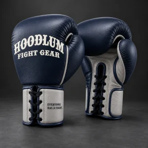 Steel Lace-Up Gloves — Midnight / Ice — Three-quarter view (AI demo concept)